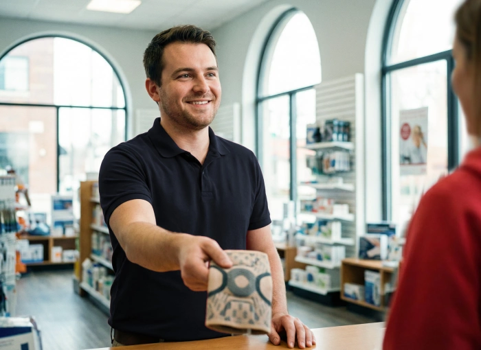 Mann im Sanitätshaus