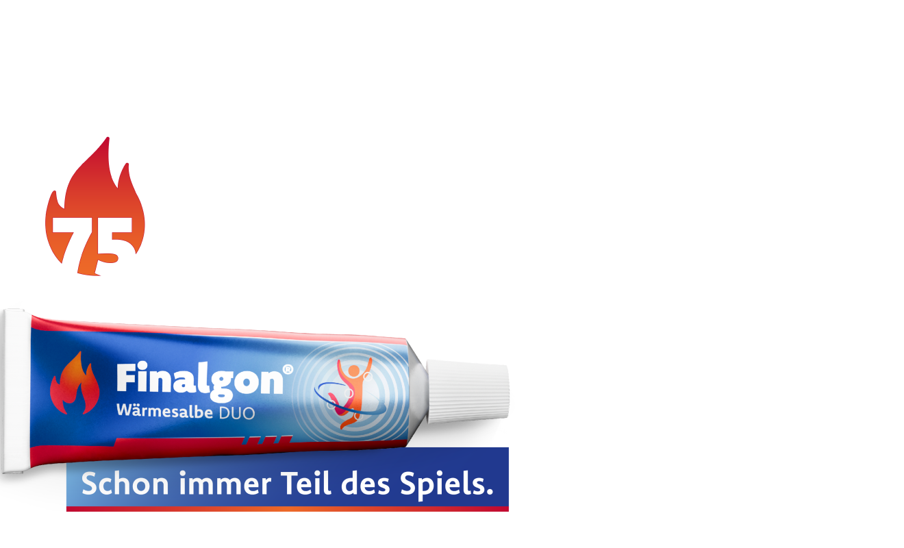 Anzeige: Finalgon®-  seit 75 Jahren, Du brennst für das Spiel. Wir brennen für dich. Finalgon® - Schon immer Teil des Spiels.